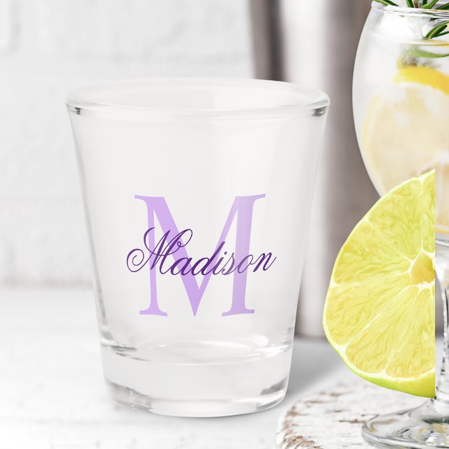 Create Your Own Custom Monogram And Name Purple Shot Glass (Creator Uploaded)