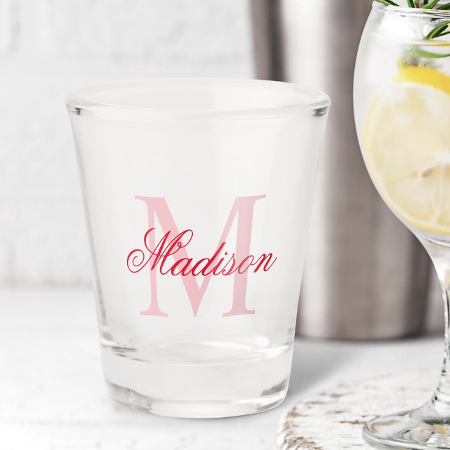 Create Your Own Custom Monogram And Name Red Shot Glass (Creator Uploaded)