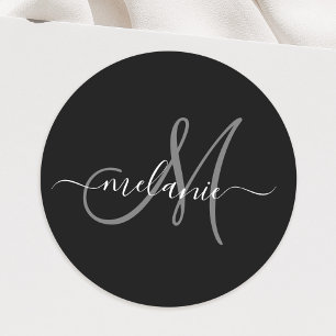 Create Your Own Custom Monogram And Name Script Classic Round Sticker
