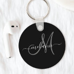 Create Your Own Custom Monogram And Name Script Key Ring<br><div class="desc">Create your own personalised keychain with your custom handwritten name and monogram. To edit this design template,  change the text fields as shown above. You can easily add more text or images,  customise fonts and colours.
Treat yourself or make the perfect gift for family,  friends,  parents and grandparents!</div>