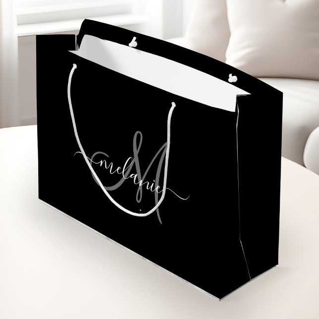 Create Your Own Custom Monogram And Name Script Large Gift Bag (Creator Uploaded)