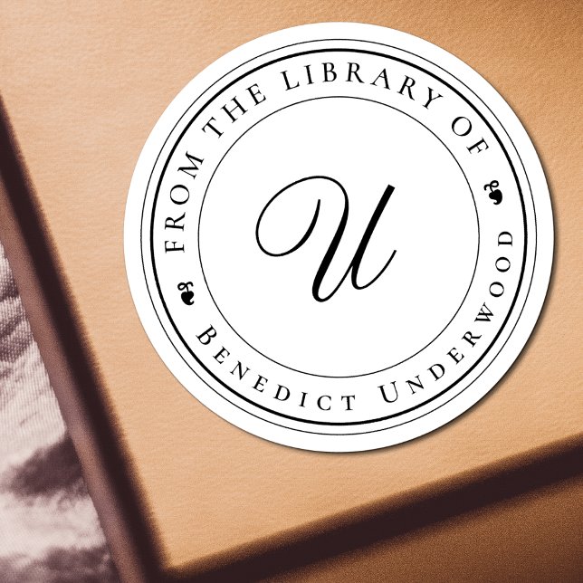 Create Your Own Custom Monogram & Ivy Library Book Classic Round Sticker (Creator Uploaded)