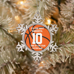 Create Your Own Custom Name Basketball Number Snowflake Pewter Christmas Ornament
