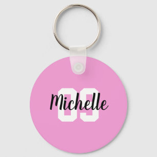 Create Your Own Custom Name Number Pink Soccer Key Ring