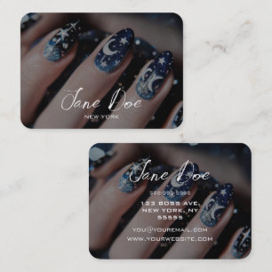 Create Your Own Custom Night Sky Nail Technician Business Card