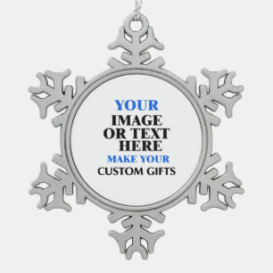 Create Your Own Custom Personalised  Snowflake Pewter Christmas Ornament