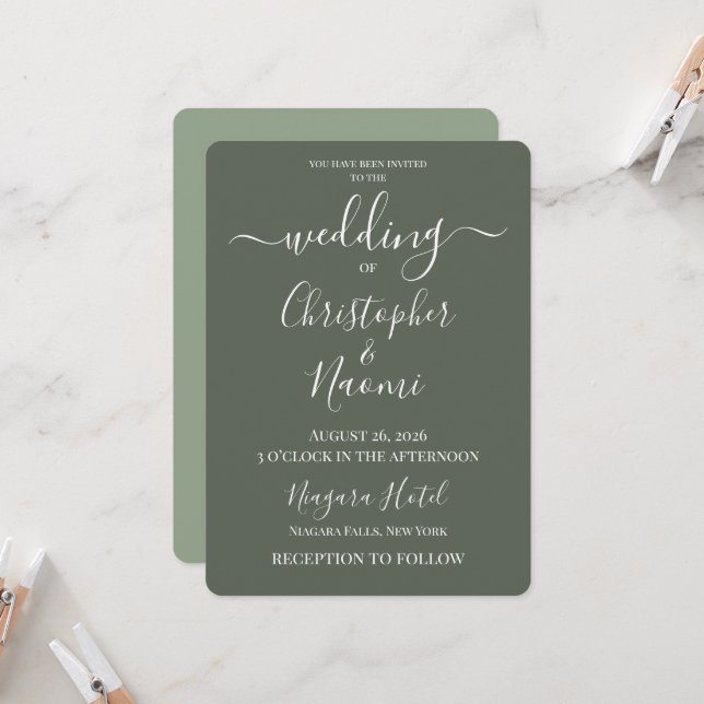 Create Your Own Custom Personalised Wedding Invitation (Front/Back In Situ)