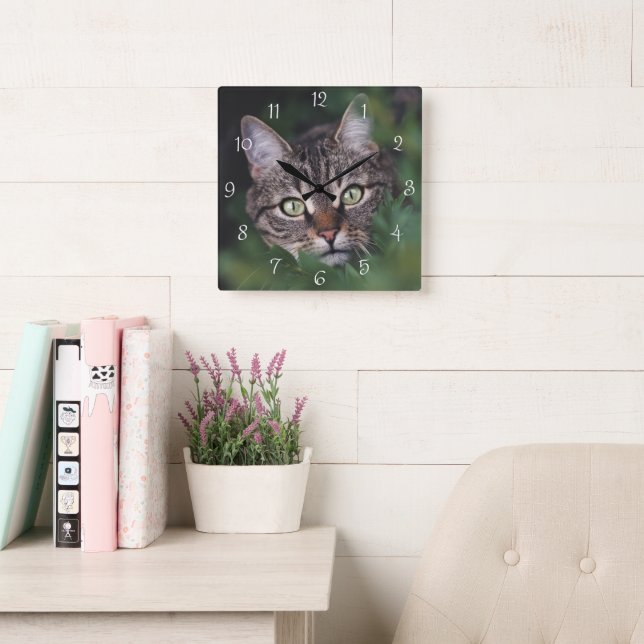 Create Your Own Custom Pet Photo Square Wall Clock (Reading Room)