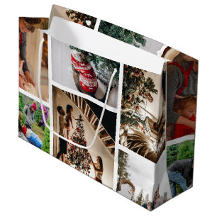 Create Your Own Custom Photo Christmas Collage Large Gift Bag