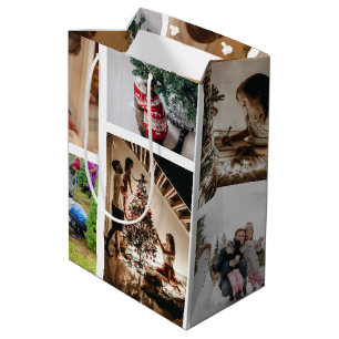 Create Your Own Custom Photo Christmas Collage Medium Gift Bag