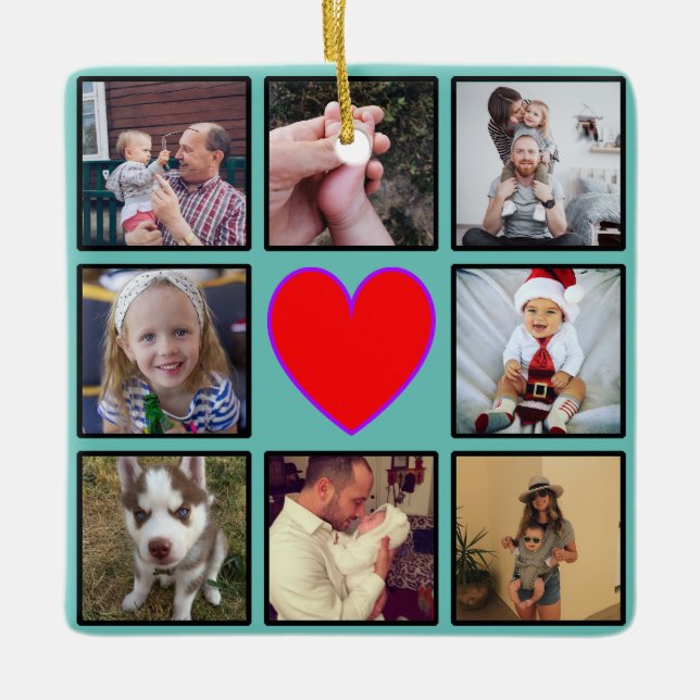 Create Your Own Custom Photo Collage Ceramic Ornament (Front)