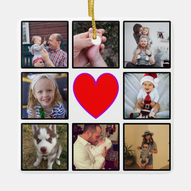 Create Your Own Custom Photo Collage Ceramic Ornament (Front)