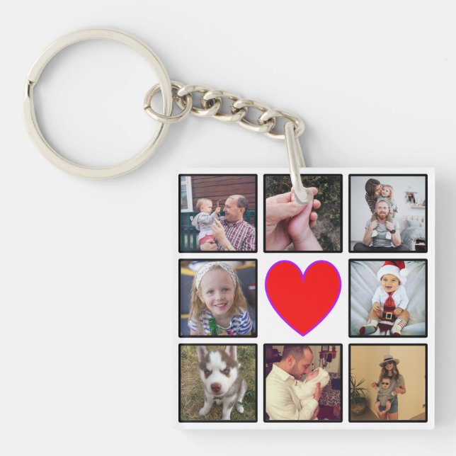 Create Your Own Custom Photo Collage Key Ring (Front)