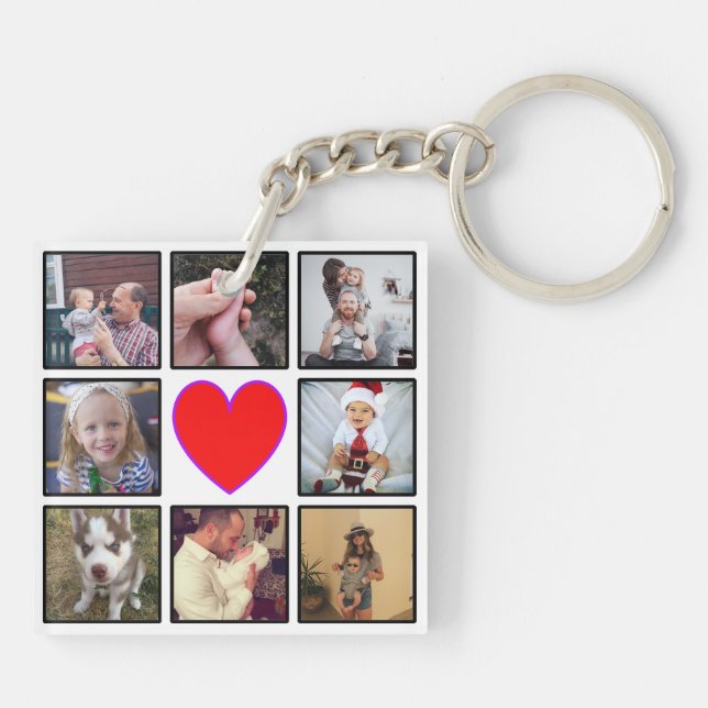 Create Your Own Custom Photo Collage Key Ring (Back)