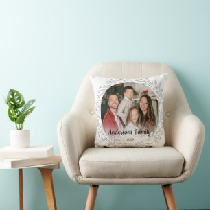 Create Your Own Custom Photo Family Name Year Cushion
