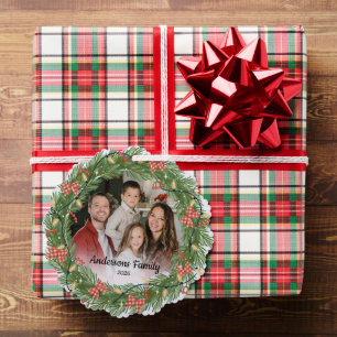 Create Your Own Custom Photo Family Name Year Tree Decoration Card