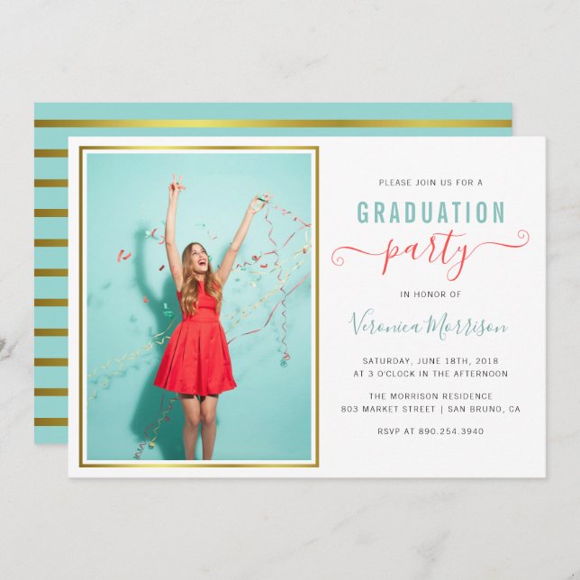 Create Your Own Custom Photo Grad Party Invitation (Front/Back)