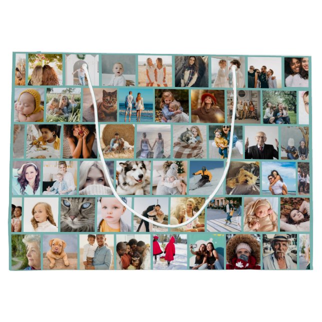 Create Your Own Custom Photo Grid Large Gift Bag (Back)
