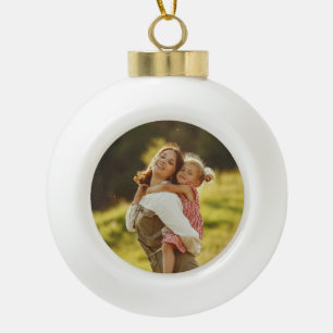 Create Your Own Custom Photo Mummy and Me Ceramic Ball Christmas Ornament
