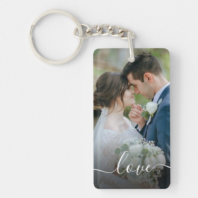 Create Your Own Custom Photo Newlywed Wedding Key Ring (Front)