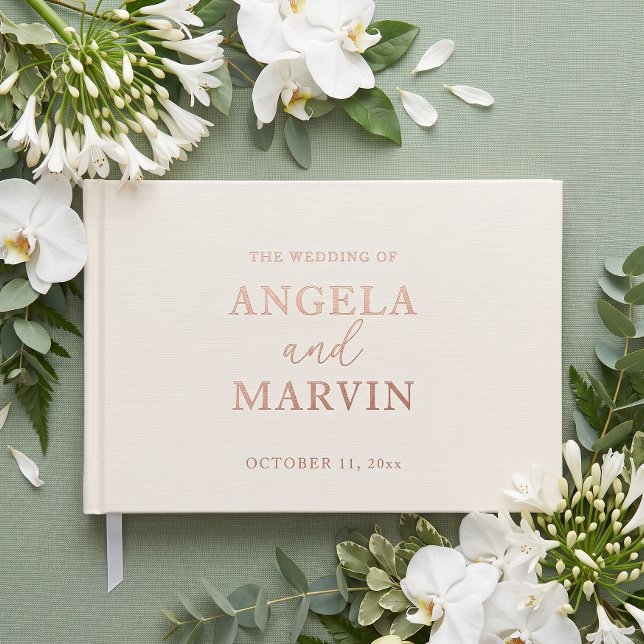 Create Your Own Custom Photo Wedding Guest Book (elegant modern minimalist beige couple photo wedding guest book)