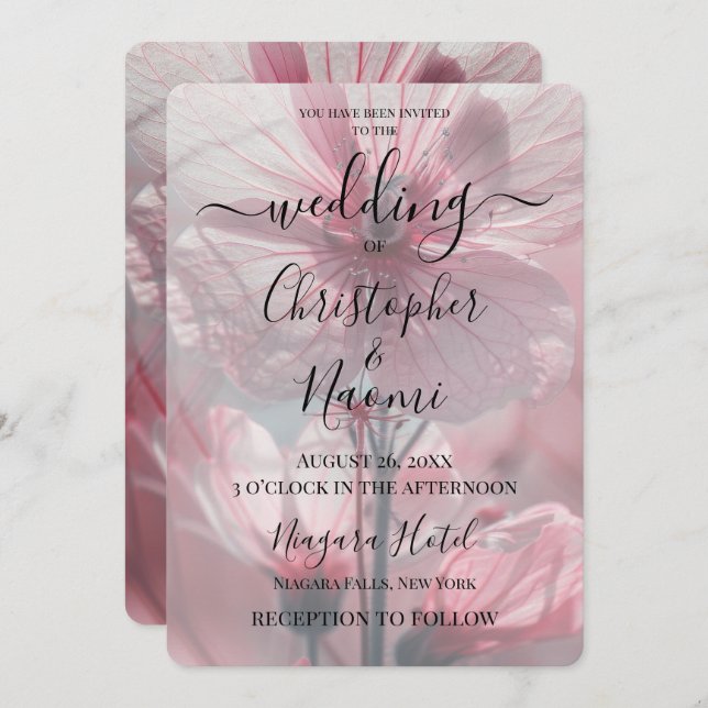 Create Your Own Custom Pink Flower Closeup Invitation (Front/Back)