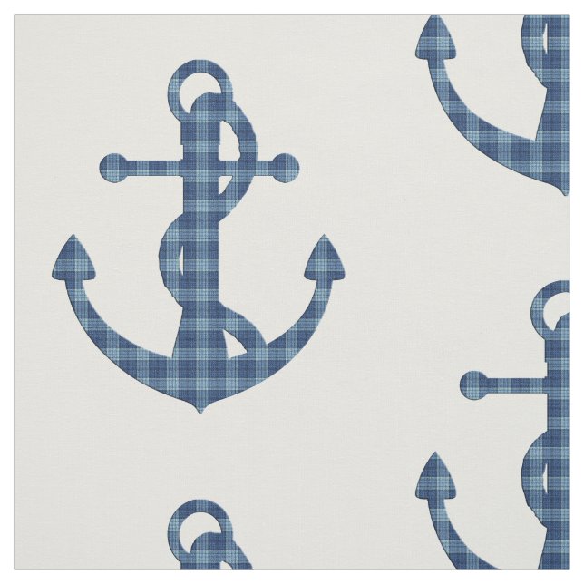 Create your own custom | Plaid tartan blue anchor Fabric (Swatch)