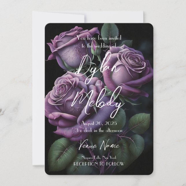 Create Your Own Custom Purple Roses Invitation (Front)