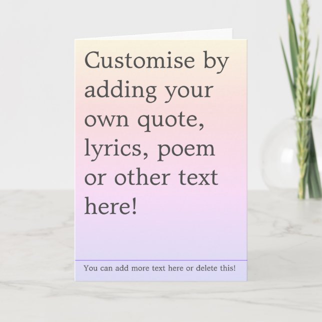 Create Your Own Custom Quote Poster - Book Page Card (Front)