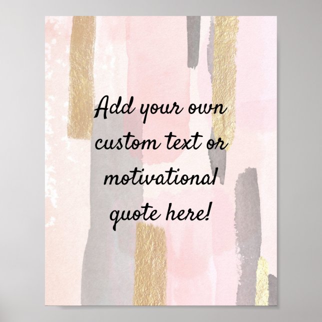 Create Your Own Custom Quote Poster - Pink Grey (Front)