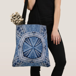 Create Your Own Custom Retro Blue Jean Print Tote Bag