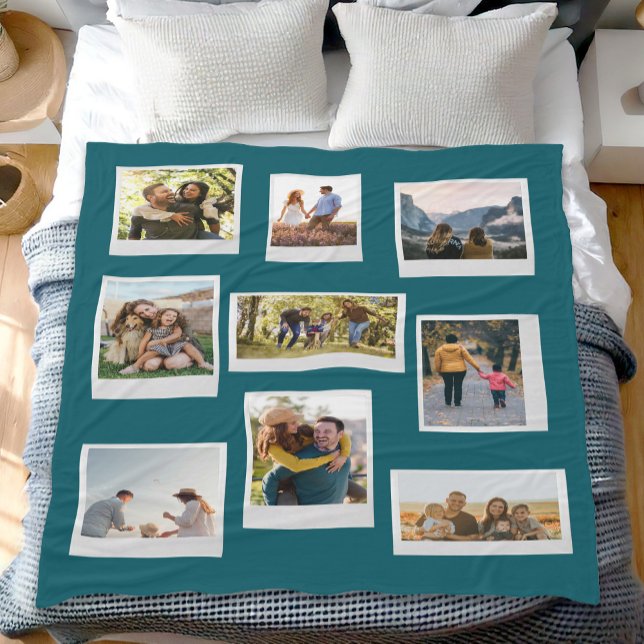 Create Your Own Custom Retro Instant Photo Collage Fleece Blanket (Creator Uploaded)