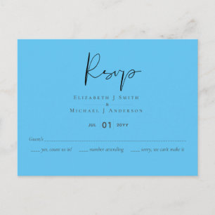 Create Your Own Custom RSVP Wedding Aqua Blue Postcard