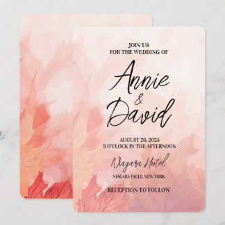 Create Your Own Custom Subtle Red Leaves Wedding Invitation
