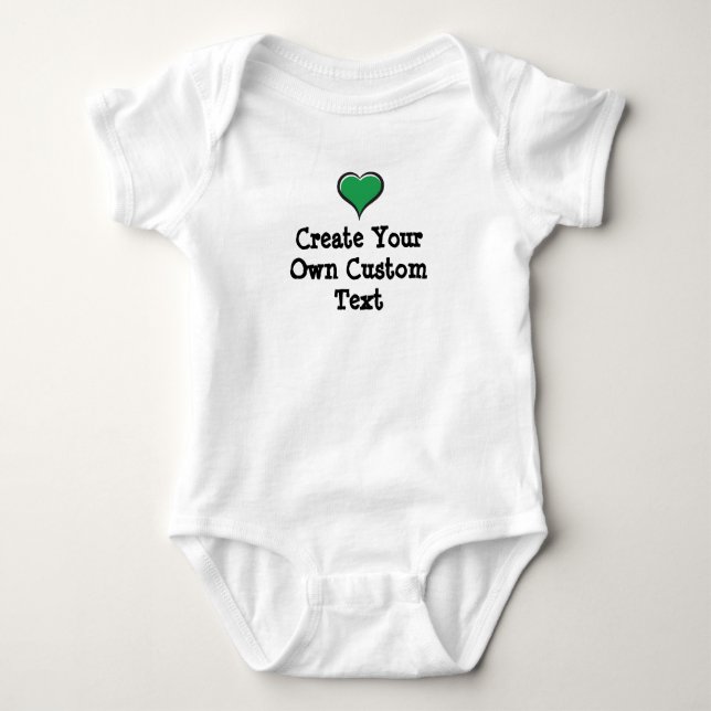 Create your own custom text with Green Heart Baby Bodysuit (Front)