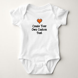 Create your own custom text with Orange Heart Baby Bodysuit