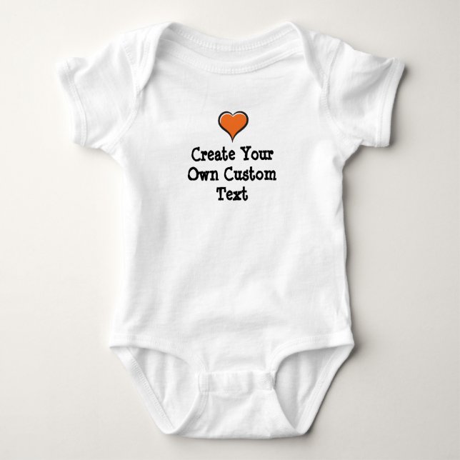 Create your own custom text with Orange Heart Baby Bodysuit (Front)
