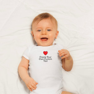 Create your own custom text with red heart baby bodysuit