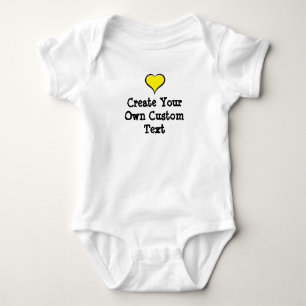 Create your own custom text with Yellow Heart Baby Bodysuit