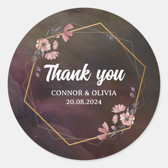 Create your own Custom Thank you Wedding Favour Classic Round Sticker (Front)