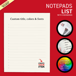 CREATE-YOUR-OWN Custom upload your design lined Notepad