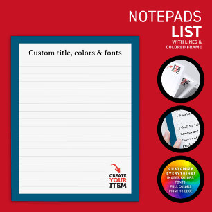 CREATE-YOUR-OWN Custom upload your design lined Notepad