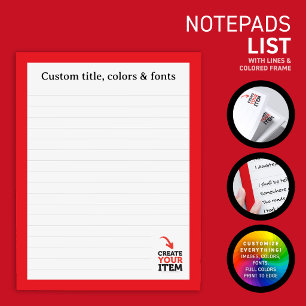 CREATE-YOUR-OWN Custom upload your design lined Notepad