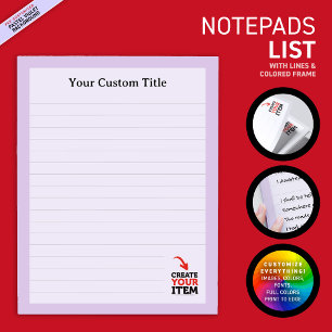 CREATE-YOUR-OWN Custom upload your design lined Notepad