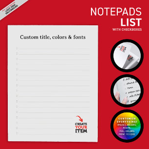 CREATE-YOUR-OWN Custom upload your design list Notepad