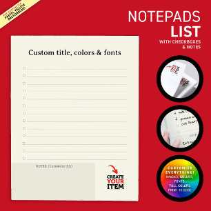 CREATE-YOUR-OWN Custom upload your design list Notepad