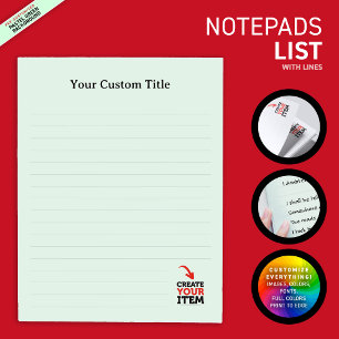 CREATE-YOUR-OWN Custom upload your design list Notepad