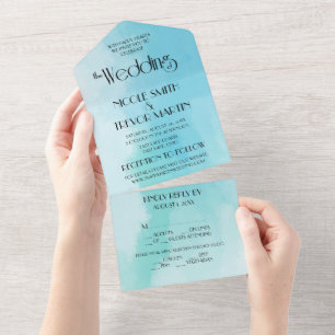Create Your Own Custom Watercolor Texture (Blue) All In One Invitation