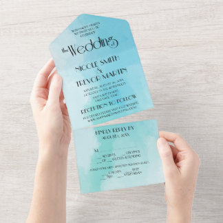 Create Your Own Custom Watercolor Texture (Blue) All In One Invitation