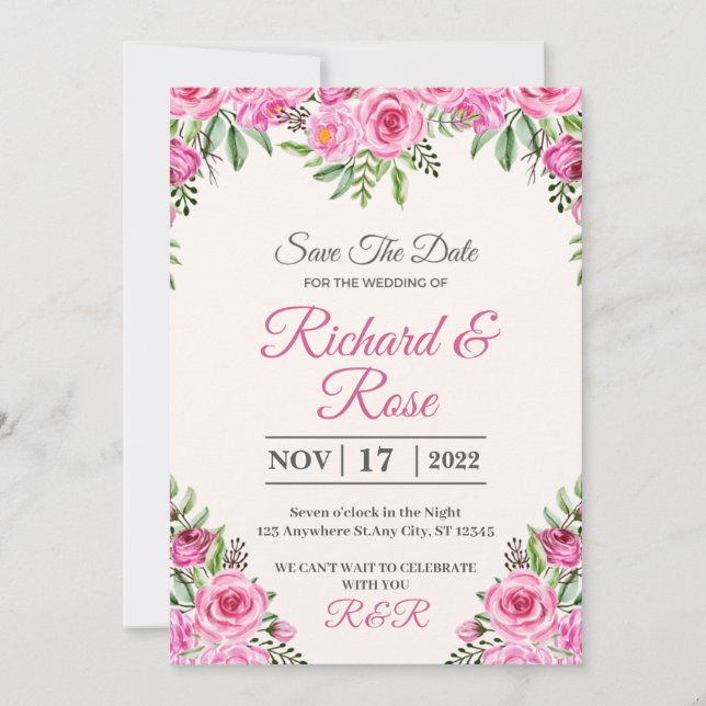 Create Your Own Custom Wedding Invitation Cards (Front)
